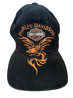 De Colección Harley-Davidson Black Eagle Naranja Bordado Llamas Motocicleta Sombrero de Montar Foto 1 de 4