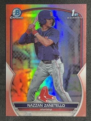 NAZZAN ZANETELLO 2023 BOWMAN CHROME DRAFT #3 RC ROSE GOLD REFRACTOR SP #04/10 - Image 1 of 2