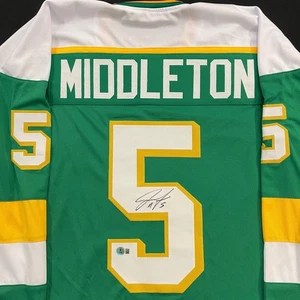Camiseta deportiva alternativa estilo profesional autografiada por Jake Middleton Minnesota Wild Beckett - Imagen 1 de 4