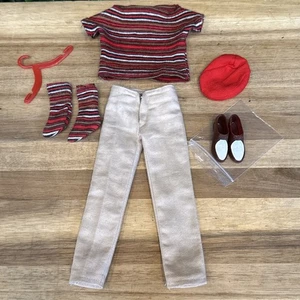 Vintage 1960er Ken Doll Casuals #782 gestreiftes Hemd Socken Hut & Schuhe Japan - Bild 1 von 10