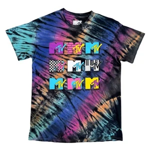 MTV Tie Dye T-Shirt Music Television Graphic Print Tee Multicolor M - Picture 1 of 4