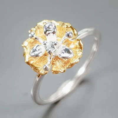 Anillo Topacio Blanco Natural Hecho a Mano Plata de Ley 925 Talla 6.5/R436067 Foto 1 de 4