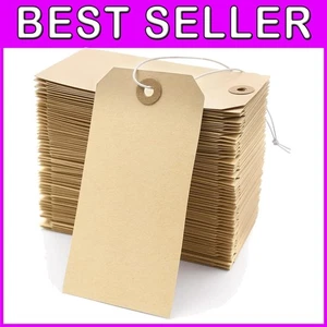 Blank Manila Shipping Tags - 350 Count with Reinforced Holes and Elastic Strings - Picture 1 of 9