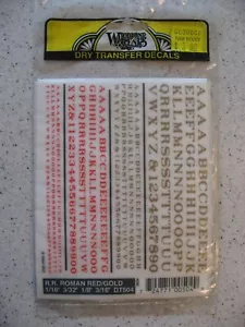 Woodland Scenics HO DT504 R.R. Roman Red/Gold 1/16" 3/32" 1/8" 3/16" Decal Sheet - Picture 1 of 1