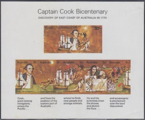 AUSTRALIA Sc# 482a CPL S/S IMPERF CAPTAIN COOK BICENTENARY - Picture 1 of 1