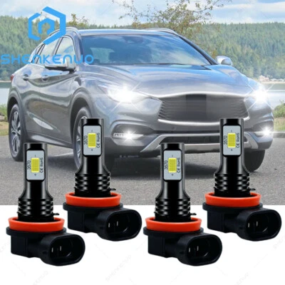 For Infiniti QX30 2017-2018 -4X 6000K LED Headlight High Low Beam Bulbs Combo - Image 1 of 4
