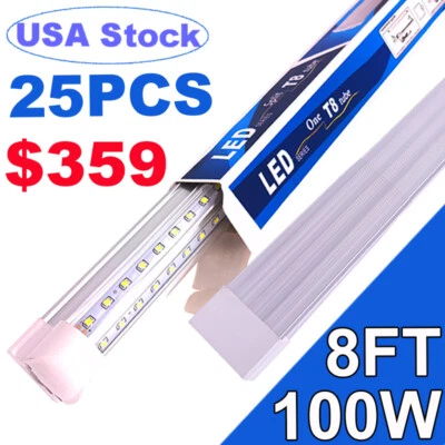 25 Pack T8 8FT 100W LED Shop light Fixture 6500K 8Foot LED Shop Garage Lamp - Image 1 of 4
