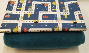 Stoffpaket f. Spielteppich Kinderstoff Baumwollstoff Straßen je 1mx1,4m petrol - Bild 1 von 2
