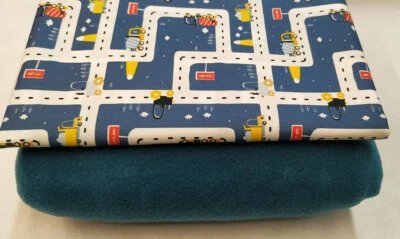 Stoffpaket f. Spielteppich Kinderstoff Baumwollstoff Straßen je 1mx1,4m petrol - Bild 1 von 2