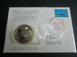 Int'l Society of Postmasters "JAPAN-CHINA CABLE" Sterlng Silver Medal Cover 1976 - Picture 1 of 8