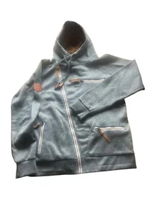 Men’s Grey Sweatshirt Hooded Loads Of Pockets Large Men’s Grey With Brown Accent - Picture 1 of 15