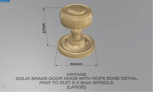 8 x Pairs Georgian Style Vintage Brass Door Knobs (Rope Edge) Free Postage UK - Picture 1 of 2