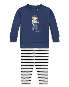 Neu mit Etikett neu Ralph Lauren Baby Mädchen blau Polo Bär Sweatshirt & Legging Set 3M $ 69 - Bild 1 von 2