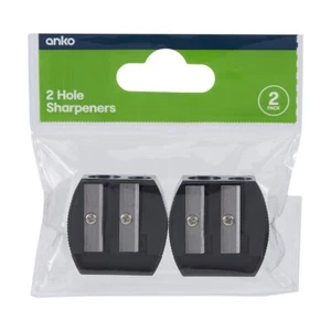 2 Pack Plastic Double Hole Pencil Sharpener School Stationery Office LowestPrice - Picture 1 of 3