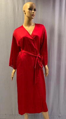NEW N NATORI RED LACE TRIM SATIN ROBE SZ XL EXTRA LARGE - Image 1 of 3