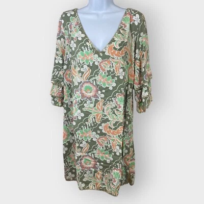 NUEVO | Vestido túnica con volantes Skemo Santika | M | Camel | Encubrimiento de resort playero Foto 1 de 4