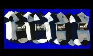12 pairs socks UNISEX ankle 80% COTTON Size 10-13,Foot Length 8.5”-10.5”,4 Color - Picture 1 of 11