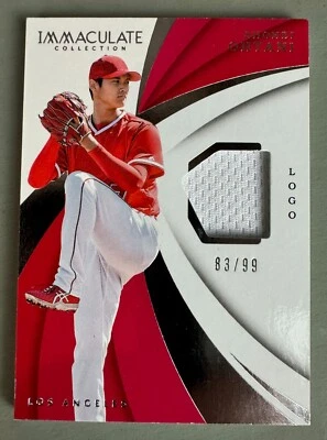 Camiseta deportiva Shohei Ohtani 2018 Panini Immaculate Swatches logotipo novato RC #/99 Foto 1 de 4