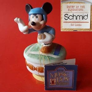 Vtg c1990s Disney Mickey Football Player Schmid Windup Rotating Music Box w/ Tag - Picture 1 of 12