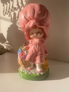 🍓Vtg ‘70’s Ceramic Girl W/Pink Dress & Bonnet Flowers Figurine Hand Painted 10" - Picture 1 of 13