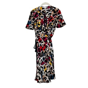 Diane Von Furstenberg DVF Chiquita Artsy Wrap Dress Size 2 Silk Abstract Mosaic - Picture 1 of 8