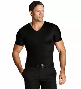 Insta Slim Herren schwarz Kompression kurzärmlig V-Ausschnitt Shirt (Medium) - Bild 1 von 1