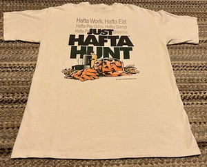 VTG Just Hafta Hunt Novelty Single Stitch Distressed T-Shirt Size L - Picture 1 of 11