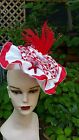 Red and White Hats Fastinators HandMade with Style  Red Hats Derby Christmas