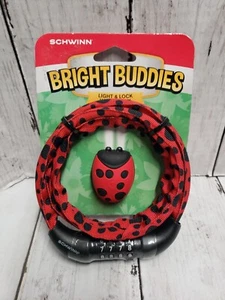 Schwinn Bright Buddies Kids Bicycle Bike Cable Lock & Light Value Pack LADY BUG - Picture 1 of 3