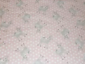 Deer on Pink & White Polka Dot Flannel Fabric 20 inches by 42 inches - Picture 1 of 2