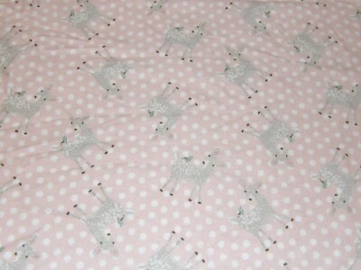 Deer on Pink & White Polka Dot Flannel Fabric 20 inches by 42 inches - Image 1 of 2