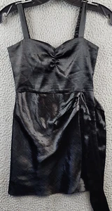 KatieJnyc Alisha Tie Front Dress Girls M Black Sleeveless Sweetheart Neck Ruched - Picture 1 of 12