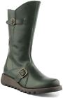Fly London Mes 2  Mid Calf Leather Buckle Boots In Petrol Womens Uk 3 - 9