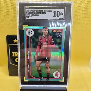 Francesco Camarda AC Milan Italy Rookie Aqua Refractor Topps Chrome Merlin 23/24 - Picture 1 of 5