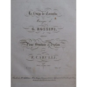 CARULLI Ferdinando El Asiento De Corinto Rossini Guitarra Ca1820 - Imagen 1 de 4