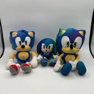Lot of 3 Sonic the Hedgehog Plush Free Shipping Blue Authentic Tags Sega EUC - Picture 1 of 7