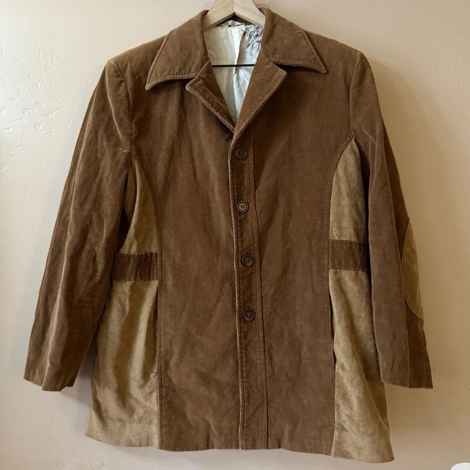 Chaqueta de traje deportivo de ocio vintage para hombre ¿Discoteca grande? Pana marrón Foto 1 de 4