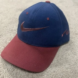 Vintage Nike Stitched Hat Big Swoosh Navy Maroon SnapBack - Bild 1 von 9