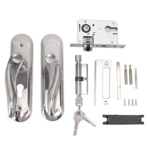 Door Entry Handle Set Front Door Lock Set Security Stainless Steel Plate Door... - Foto 1 di 9