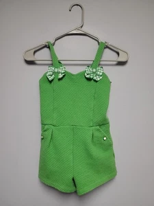 Janie and Jack green quilted romper size 6 gingham bows cotton St Patrick’s Day - Picture 1 of 11