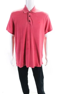 Rag & Bone Mens Short Sleeve Knit Pique Polo Shirt Pink Cotton Size Extra Large - Picture 1 of 6