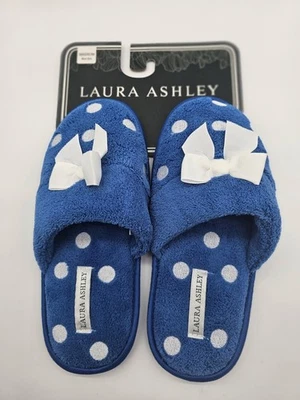 Тапочки Laura Ashley средний размер 6,5-7,5 в горошек синие белые точки и бант новые - Изображение 1 из 4