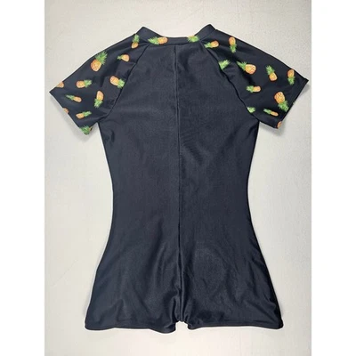 Traje de baño de una pieza azul marino para niños y niñas con estampado de piña negro talla L Foto 1 de 4