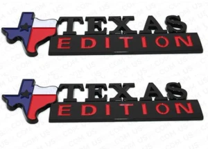 (TWO) TEXAS FLAG EDITION EMBLEMS BADGE FOR CHEVY FORD TRUCK UNIVERSAL 3M STICKON - Bild 1 von 7