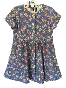 Vintage 90's GAP Girls Floral Print Short Sleeve Dress XS 100% Rayon Sash Tie - Picture 1 of 4