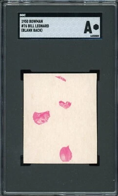 1950 Bowman Football Progressive Proof #76 Bill Leonard SGC A - Image 1 of 2