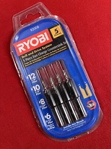 SISTEMA DE TALADRO Y ACCIONAMIENTO RYOBI JUEGO DE AVELLANADOR DE CAMBIO RÁPIDO DE 5 PIEZAS R2008 Nuevo Paquete Abierto - Imagen 1 de 6