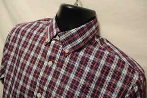 Dockers MEN'S SZ S Button Front Shirt Blue & Red plaid L/S Cotton Blend - Picture 1 of 3