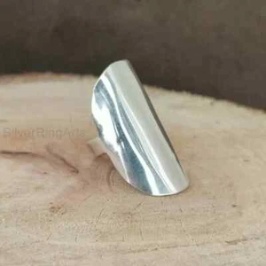 Long Statement Ring, 925 Sterling Silver Ring, Boho Rings for Women, Wide, Large - Picture 1 of 12
