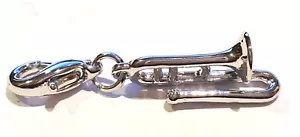 Neu 3D Posaune Charm / Anhänger Silber - Rhodiniert - Bild 1 von 4